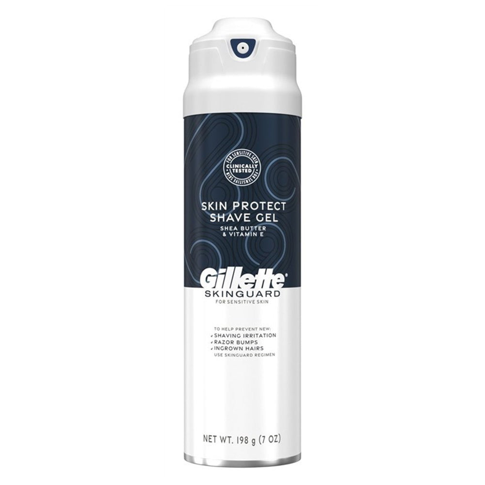Gillette Mens Skinguard Shave Gel with Shea Butter and Vitamin E for Sensitive Skin Prevent Shaving Irritation 7Oz (198g)
